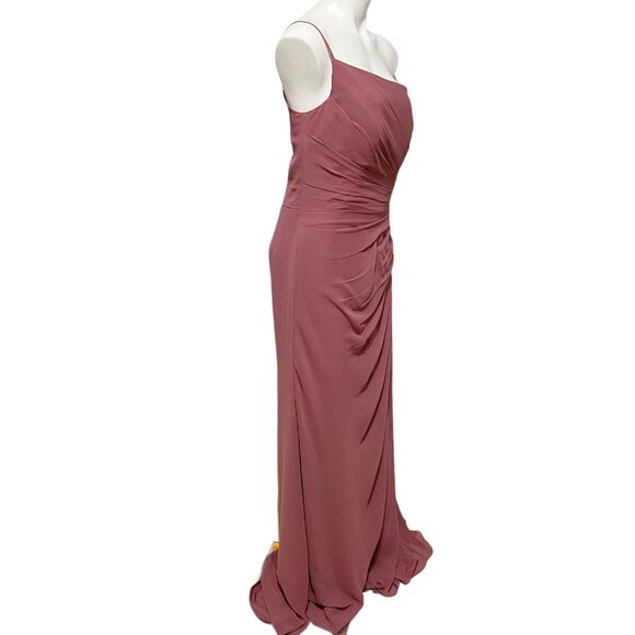 NWT Hayley Paige Occasions Size 12 One Shoulder Bridesmaid Prom Gown in Berry - Picture 3 of 10